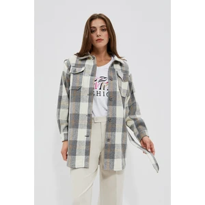 Plaid shirt with belt