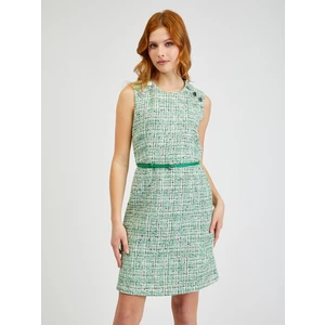 Orsay Zelené dámské vzorované šaty s páskem - Dámské