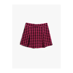 Koton Crowbar Pattern Pleated Skirt with Shorts