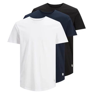 Jack&Jones 3 PACK - pánské triko JJENOA 12191765 White 1White 1Black 1Navy XXL