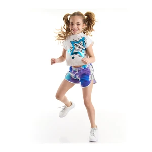 Mushi Blue Star Girl Child Crop Top White T-Shirt Tie-Dyeing Shorts Set