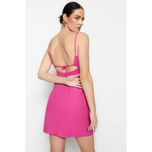 Trendyol Pink Fitted Mini Dress with Window/Cut Out Detail in Woven