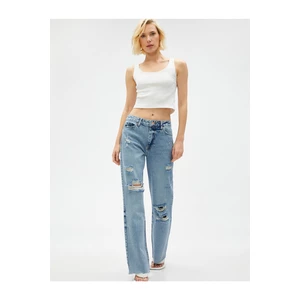 Koton Straight Leg Jeans Pants with Ripped Details - Nora Jeans