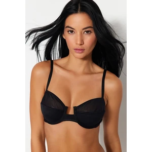 Trendyol Black Polyamide Covered Tulle Detailed Bra