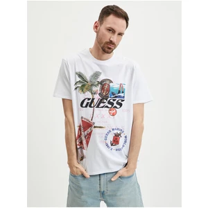 White Men's T-Shirt Guess Nautica Collage - Men