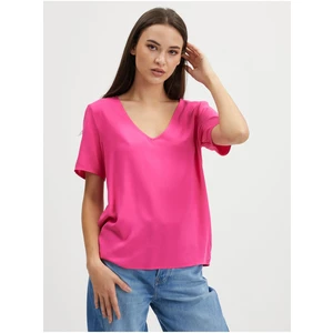 Tmavě růžové dámské basic tričko VILA Paya - Dámské