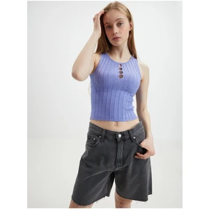 Světle fialové crop top tílko Noisy May Frey - Dámské