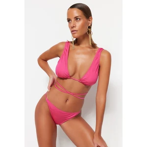 Trendyol Pink Triangle Tie High Leg Bikini Set