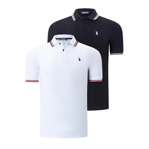 DUO SET T8594 DEWBERRY MENS T-SHIRT-WHITE-BLACK