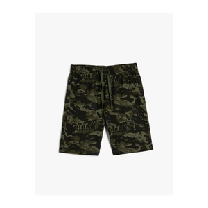 Koton Tie Waist Shorts Camouflage Printed Cotton