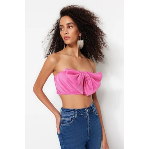 Trendyol Pink Crop Knitted Textured Bustier