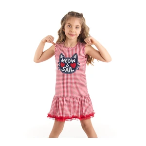 Mushi Sailor Cat Girl Kids' Red Knitwear Dress.