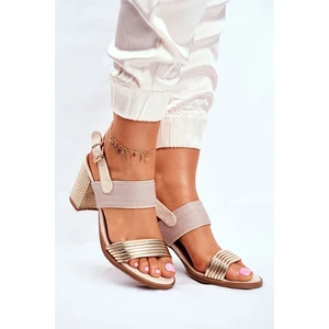 Sandals On A Block Heel Beige-Gold Emmy