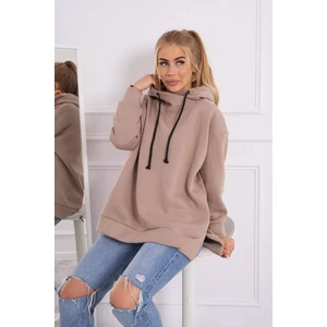 Insulated sweatshirt with zipper on the side dark beige