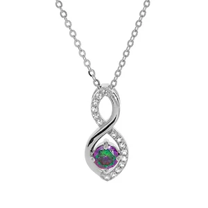 Brilio Silver Půvabný stříbrný náhrdelník s topazem Mystic Stone SP08340 (řetízek, přívěsek)