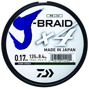 Daiwa splétaná šňůra j-braid 4 žlutá 135 m-průměr 0,25 mm / nosnost 14,4 kg