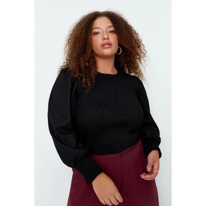 Trendyol Curve Black Gipe Balloon Sleeve Woven Blouse