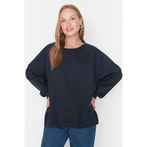 Trendyol Navy Blue Raglan Sleeve Oversize Thick Knitted Sweatshirt
