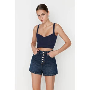 Trendyol Shorts - Dark blue - High Waist