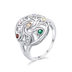 MOISS Hravý stříbrný prsten s barevnými zirkony R00021 65 mm