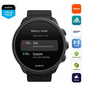 GPS hodinky Suunto 9 Baro - Charcoal Black Titanium (SS050564000... GPS hodinky barevný 320 x 300,  akcelerometer, barometr, gyroskop, kompas, krokomě