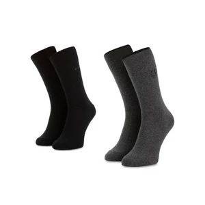 Sada 2 párů pánských vysokých ponožek BUGATTI - 6762C Anthracite 620