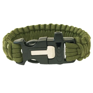 Yate  HIGHLANDER Paracord Náramok olivová Kresadlo, píšťaľka