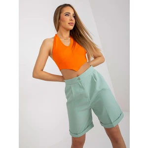 Mint long elegant shorts with pockets