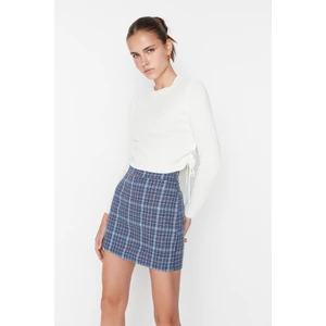 Trendyol Indigo Plaid Skirt