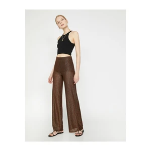 Koton Women Brown Normal Waist Szerokie spodnie z nogawkami