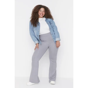Trendyol Curve Plus Size Pants - Gray - Wide leg