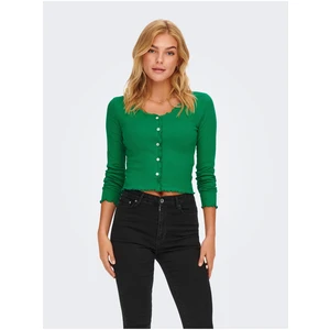 Green Ribbed Cardigan ONLY Laila - Women