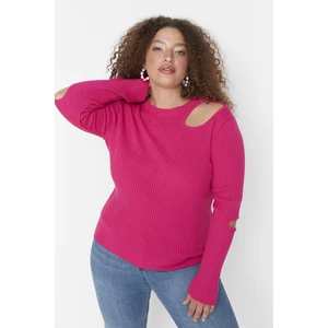 Trendyol Curve Plus Size Sweater - Pink - Slim fit