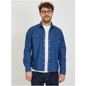 Blue Men's Denim Shirt Blend - Men