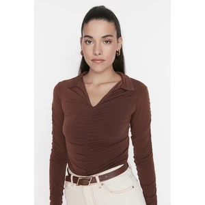 Trendyol Blouse - Brown - Slim fit