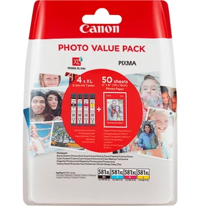 Canon Inkoustová kazeta CLI-581XL Photo Value Pack CMYK originál kombinované balení foto černá, azurová, purppurová, žlutá 2052C004
