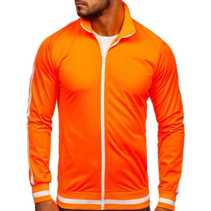 Oranžová pánska mikina na zips bez kapucne retro style Bolf 2126