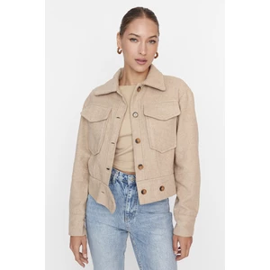 Trendyol Camel Woven Jacket with Pockets and Buttons
