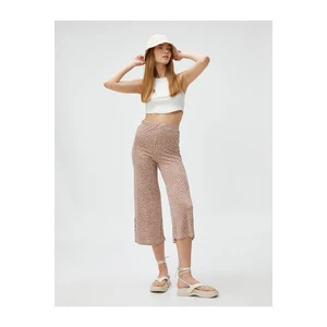 Koton Wide Leg Trousers Capri Length with Slit Detail.