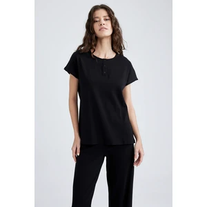 DEFACTO Fall In Love Regular Fit Crew Neck Basic Pajama Top