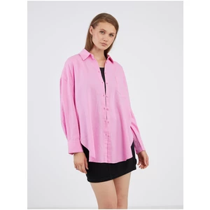 Růžová dámská lněná košile ONLY Corina - Dámské
