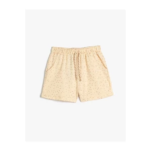 Koton Shorts Tie Waist Elastic Pocket Glitter Polka Dot Patterned Cotton