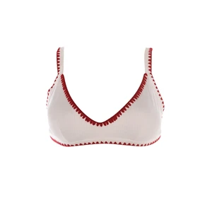 Trendyol White Stripe Detailed Bikini Top