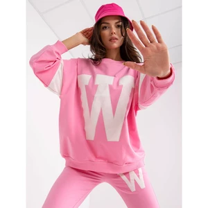 Pink and white cotton tracksuit set