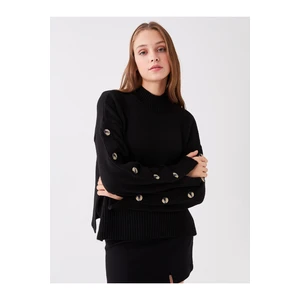 LC Waikiki Half Turtleneck Women's Knitwear Sweater with Straight Long Sleeves Oversize