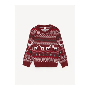 LC Waikiki Crew Neck Long Sleeve Christmas Themed Baby Boy Knitwear Sweater