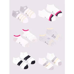Yoclub Kids's Girls' Ankle Cotton Socks Patterns Colours 6-pack SKS-0008G-AA00-002