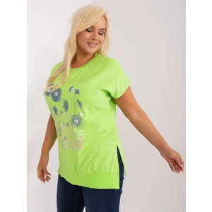 Light green blouse plus size with short sleeves