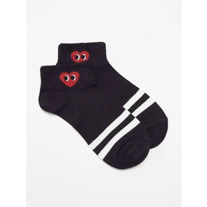 Socks with red heart black