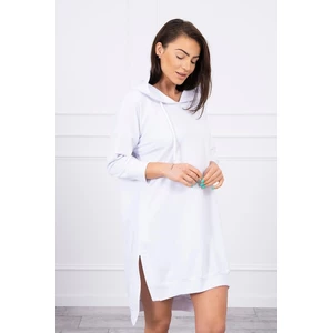 Dress with a hood and longer back white